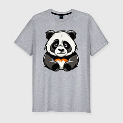Футболка slim-fit Милая панда лежит, цвет: меланж