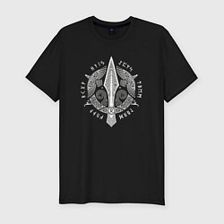 Мужская slim-футболка Копьё одина и вороны воины