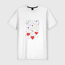 Футболка slim-fit Сердечная гирлянда, цвет: белый