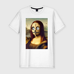 Футболка slim-fit Mona Lisa in a mask - steampunk, цвет: белый