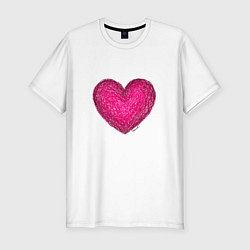 Мужская slim-футболка Рисунок сердце розового цвета