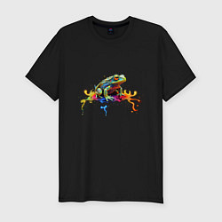 Мужская slim-футболка Фрактальная лягушка