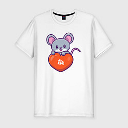 Мужская slim-футболка Мышка с сердцем