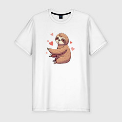Мужская slim-футболка Мальчик ленивец