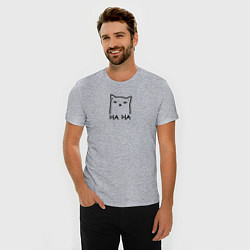 Футболка slim-fit Cat ha ha black, цвет: меланж — фото 2
