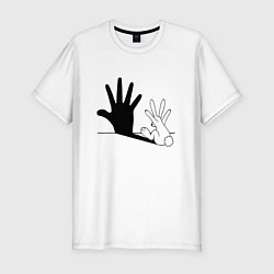 Мужская slim-футболка Заяц показывает руку