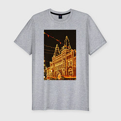Мужская slim-футболка Столица в праздничных огнях