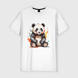Мужская slim-футболка Панда в кляксах