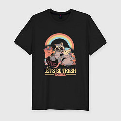 Мужская slim-футболка Давай будем мусором вместе : влюблённые Енот и Опо
