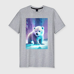 Мужская slim-футболка Прикольный милый медвежонок