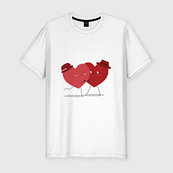 Мужская slim-футболка Влюбленная пара сердец