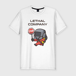 Футболка slim-fit С лутом на корабль Lethal company, цвет: белый