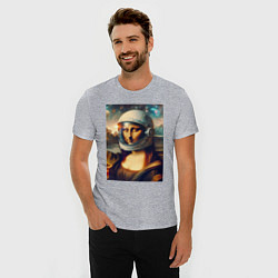 Футболка slim-fit Mona Lisa astronaut - neural network, цвет: меланж — фото 2