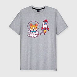 Мужская slim-футболка Пёсик в космосе
