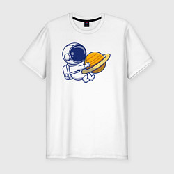 Мужская slim-футболка Обнимаю сатурн