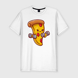 Мужская slim-футболка Пицца на спорте