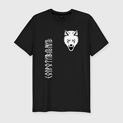 Мужская slim-футболка Символика сопротивления - белый волк