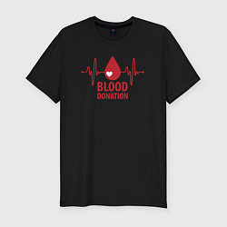 Футболка slim-fit Донорство крови, цвет: черный