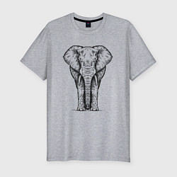 Мужская slim-футболка Слон анфас