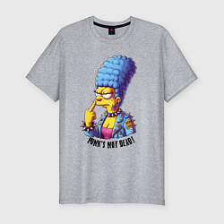 Мужская slim-футболка Marge Simpson - punks not dead motto