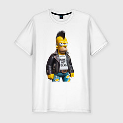 Футболка slim-fit The harsh Homer Simpson - punks not dead, цвет: белый