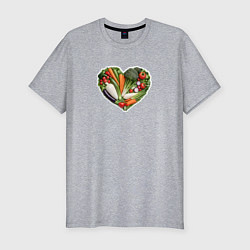 Мужская slim-футболка Сердце из овощей