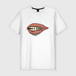 Мужская slim-футболка Рот на молнии