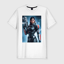 Футболка slim-fit Mass Effect -N7 armor, цвет: белый