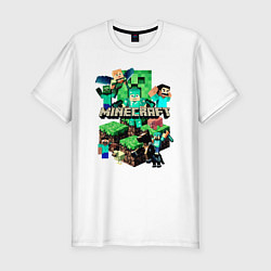 Мужская slim-футболка Персонажи из Minecraft