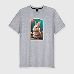 Футболка slim-fit Пушистый маленький кролик, цвет: меланж