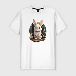 Мужская slim-футболка Маленький пушистый кролик