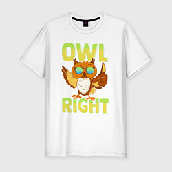 Мужская slim-футболка Owl right - каламбур отлично