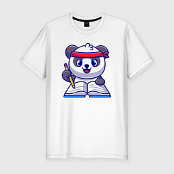 Мужская slim-футболка Панда ученик