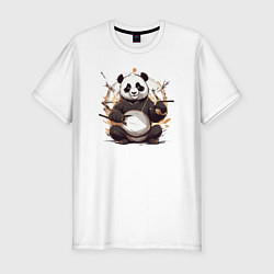 Мужская slim-футболка Спокойствие панды