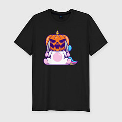 Мужская slim-футболка Хэллоуин единорог