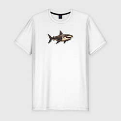 Мужская slim-футболка Злая большая белая акула