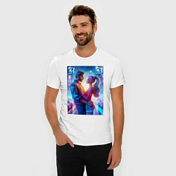 Футболка slim-fit Любовь Барби и Кена - нейросеть, цвет: белый — фото 2