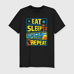 Футболка slim-fit Eat sleep fly, цвет: черный