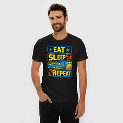 Футболка slim-fit Eat sleep fly, цвет: черный — фото 2