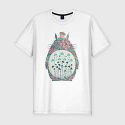Мужская slim-футболка Цветочный Тоторо