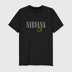 Мужская slim-футболка Nirvana logo smile