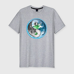 Мужская slim-футболка Космический инь-ян