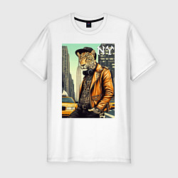 Футболка slim-fit The cool leopard is a New Yorker, цвет: белый
