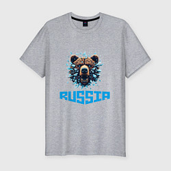 Футболка slim-fit Russian bear head, цвет: меланж