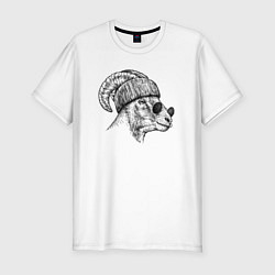 Мужская slim-футболка Барашек в шапке и очках