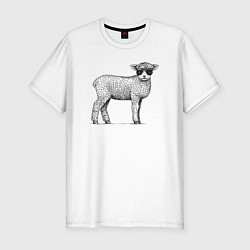 Мужская slim-футболка Ягненок в кепке