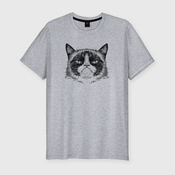 Футболка slim-fit Grumpy cat мем, цвет: меланж