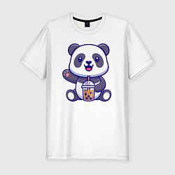 Мужская slim-футболка Панда привет
