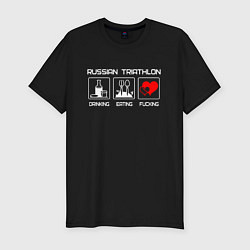 Мужская slim-футболка Русский триатлон - сердца