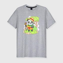 Мужская slim-футболка Панда монах